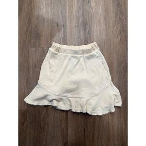 FP Beach Free People Skirt XS Ruffle Hem Textured Knit Mini Cream